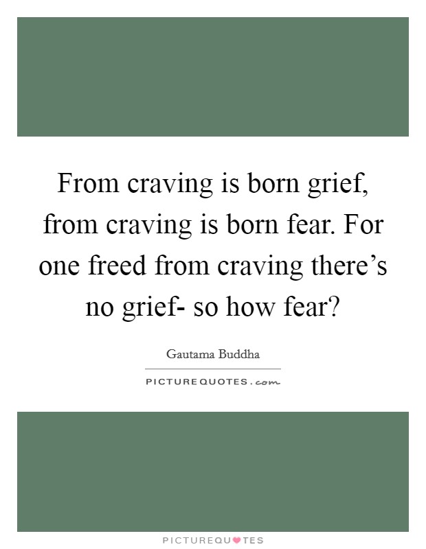 From craving is born grief, from craving is born fear. For one freed from craving there's no grief- so how fear? Picture Quote #1