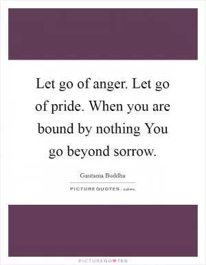 Let go of anger. Let go of pride. When you are bound by nothing You go beyond sorrow Picture Quote #1