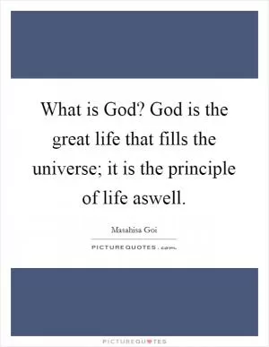 What is God? God is the great life that fills the universe; it is the principle of life aswell Picture Quote #1
