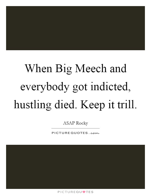When Big Meech and everybody got indicted, hustling died. Keep it trill Picture Quote #1