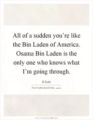 All of a sudden you’re like the Bin Laden of America. Osama Bin Laden is the only one who knows what I’m going through Picture Quote #1