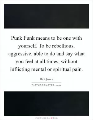 Punk Funk means to be one with yourself. To be rebellious, aggressive, able to do and say what you feel at all times, without inflicting mental or spiritual pain Picture Quote #1