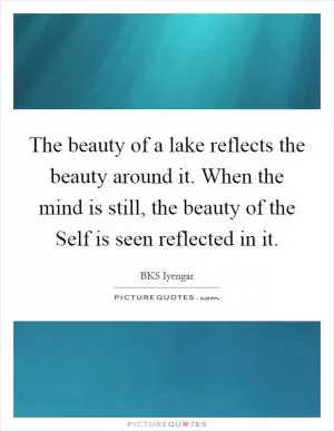 The beauty of a lake reflects the beauty around it. When the mind is still, the beauty of the Self is seen reflected in it Picture Quote #1
