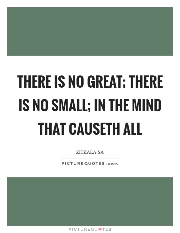 There is no great; there is no small; in the mind that causeth all Picture Quote #1