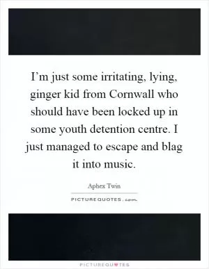 I’m just some irritating, lying, ginger kid from Cornwall who should have been locked up in some youth detention centre. I just managed to escape and blag it into music Picture Quote #1
