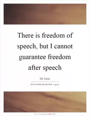 There is freedom of speech, but I cannot guarantee freedom after speech Picture Quote #1