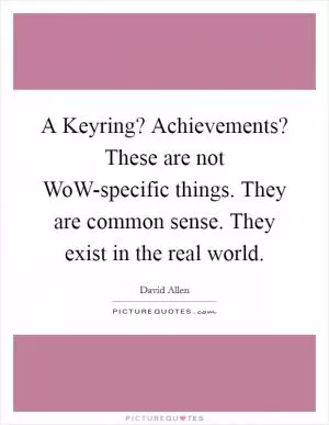 A Keyring? Achievements? These are not WoW-specific things. They are common sense. They exist in the real world Picture Quote #1
