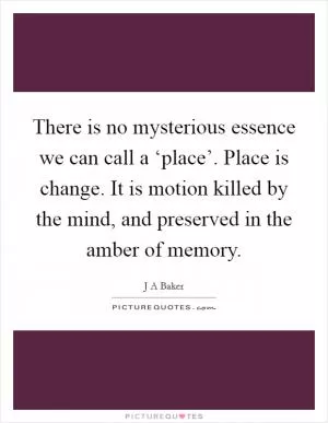 There is no mysterious essence we can call a ‘place’. Place is change. It is motion killed by the mind, and preserved in the amber of memory Picture Quote #1