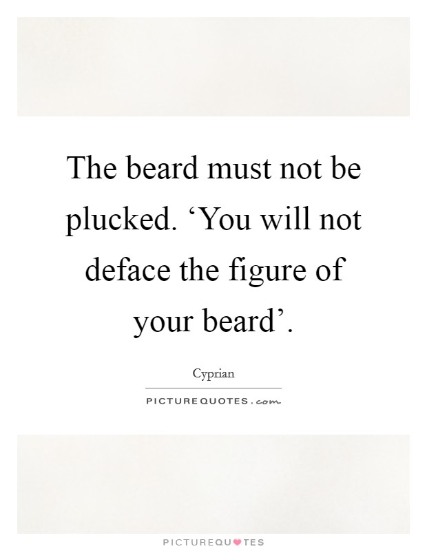 The beard must not be plucked. ‘You will not deface the figure of your beard' Picture Quote #1