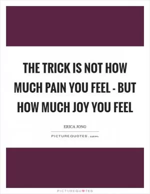 The trick is not how much pain you feel - but how much joy you feel Picture Quote #1