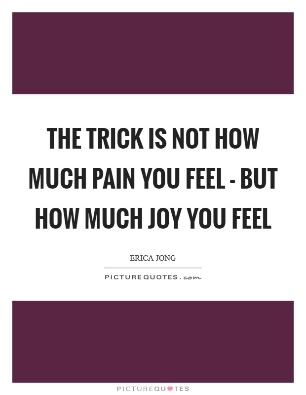 The trick is not how much pain you feel - but how much joy you feel Picture Quote #1