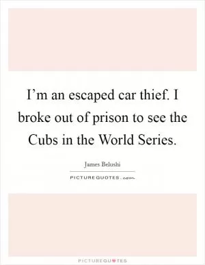 I’m an escaped car thief. I broke out of prison to see the Cubs in the World Series Picture Quote #1