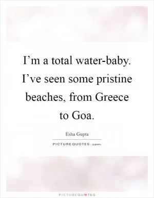 I’m a total water-baby. I’ve seen some pristine beaches, from Greece to Goa Picture Quote #1