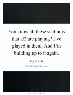 You know all these stadiums that U2 are playing? I’ve played in them. And I’m building up to it again Picture Quote #1