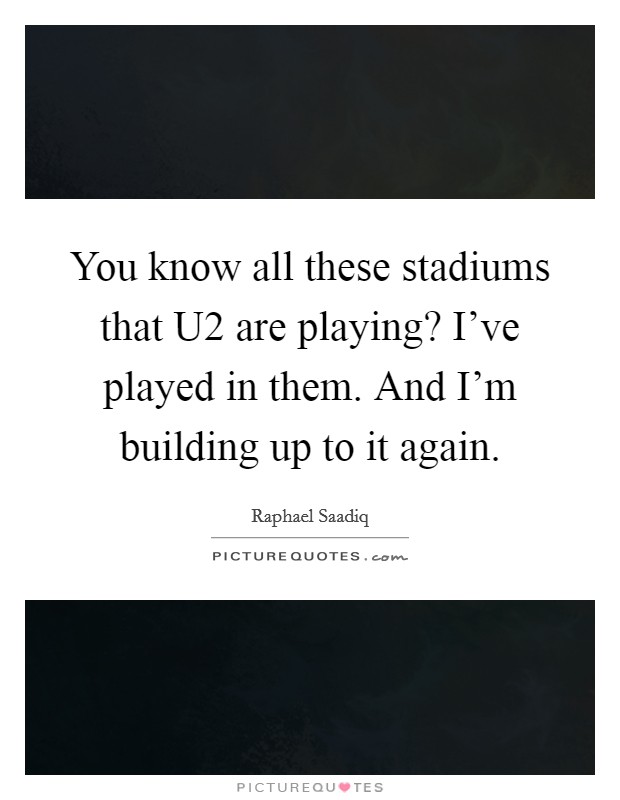 You know all these stadiums that U2 are playing? I've played in them. And I'm building up to it again Picture Quote #1
