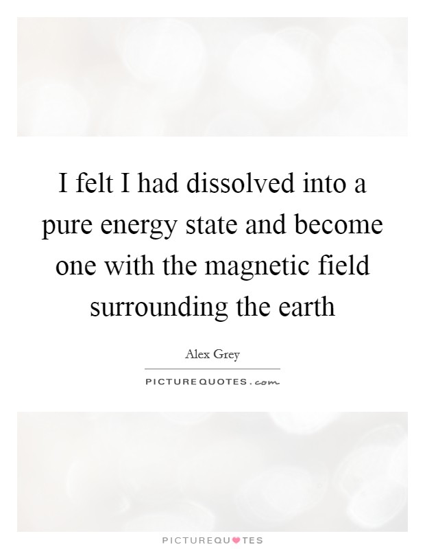 I felt I had dissolved into a pure energy state and become one with the magnetic field surrounding the earth Picture Quote #1