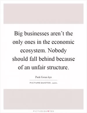Big businesses aren’t the only ones in the economic ecosystem. Nobody should fall behind because of an unfair structure Picture Quote #1