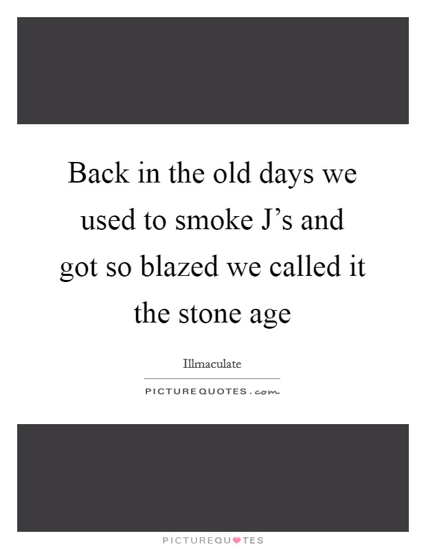 Back in the old days we used to smoke J's and got so blazed we called it the stone age Picture Quote #1