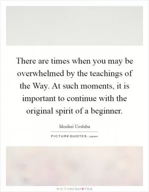 There are times when you may be overwhelmed by the teachings of the Way. At such moments, it is important to continue with the original spirit of a beginner Picture Quote #1