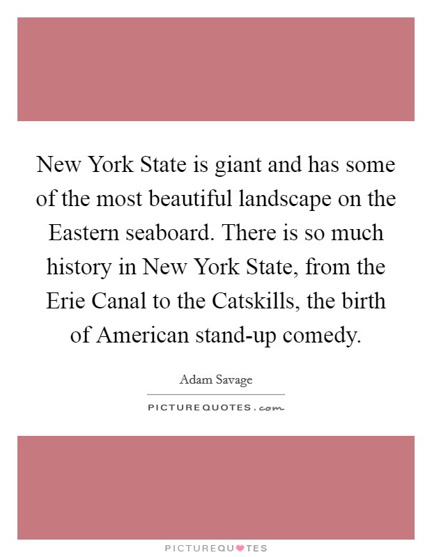 New York State is giant and has some of the most beautiful landscape on the Eastern seaboard. There is so much history in New York State, from the Erie Canal to the Catskills, the birth of American stand-up comedy Picture Quote #1