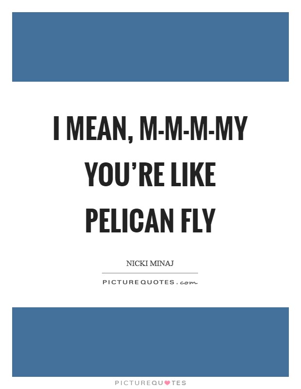 I mean, m-m-m-my you're like pelican fly Picture Quote #1