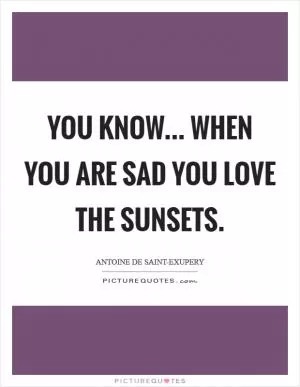 You know... when you are sad you love the sunsets Picture Quote #1