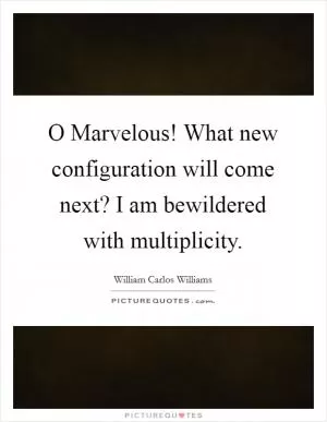 O Marvelous! What new configuration will come next? I am bewildered with multiplicity Picture Quote #1
