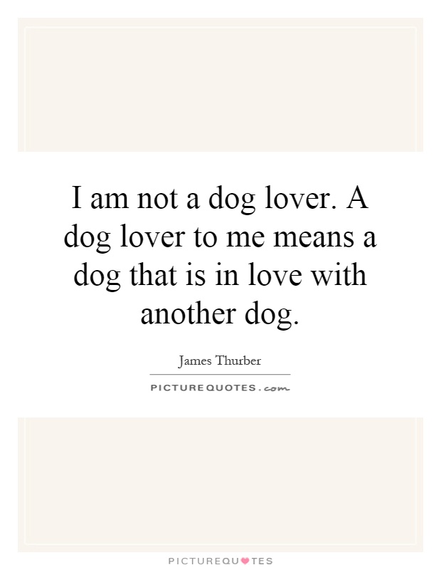 I am not a dog lover. A dog lover to me means a dog that is in love with another dog Picture Quote #1
