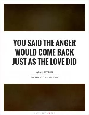 You said the anger would come back just as the love did Picture Quote #1