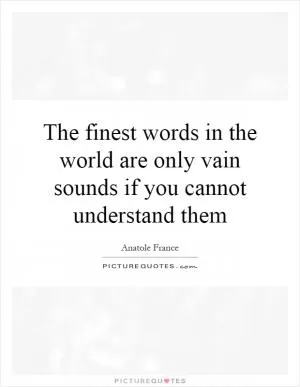 The finest words in the world are only vain sounds if you cannot understand them Picture Quote #1