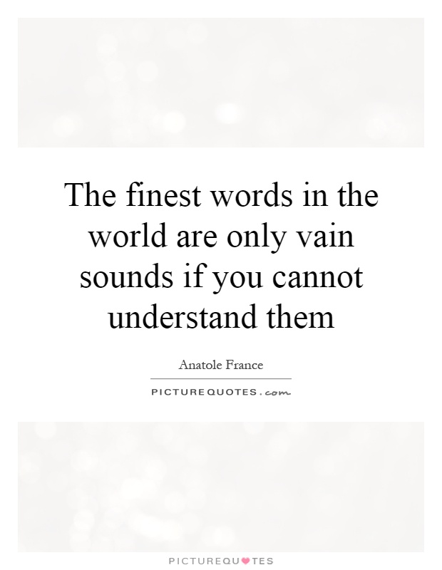 The finest words in the world are only vain sounds if you cannot understand them Picture Quote #1