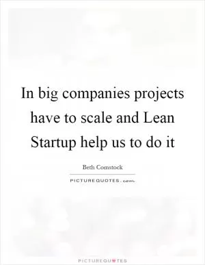 In big companies projects have to scale and Lean Startup help us to do it Picture Quote #1