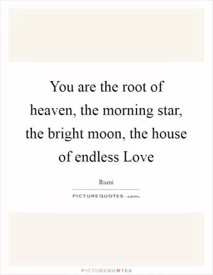 You are the root of heaven, the morning star, the bright moon, the house of endless Love Picture Quote #1