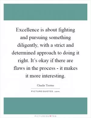 Excellence is about fighting and pursuing something diligently, with a strict and determined approach to doing it right. It’s okay if there are flaws in the process - it makes it more interesting Picture Quote #1