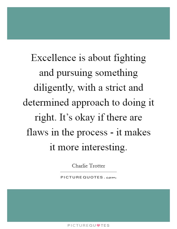 Excellence is about fighting and pursuing something diligently, with a strict and determined approach to doing it right. It's okay if there are flaws in the process - it makes it more interesting Picture Quote #1