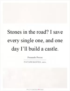 Stones in the road? I save every single one, and one day I’ll build a castle Picture Quote #1