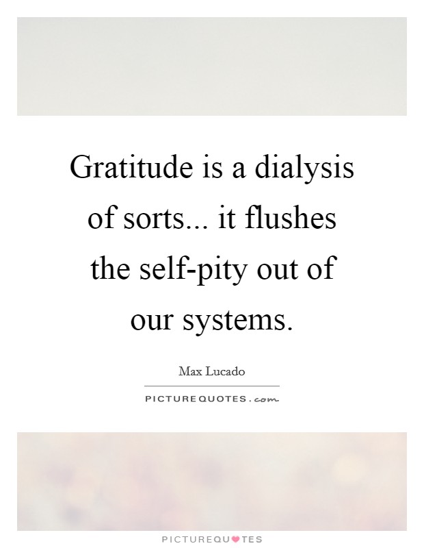 Gratitude is a dialysis of sorts... it flushes the self-pity out of our systems Picture Quote #1