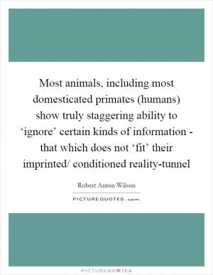 Most animals, including most domesticated primates (humans) show truly staggering ability to ‘ignore’ certain kinds of information - that which does not ‘fit’ their imprinted/ conditioned reality-tunnel Picture Quote #1