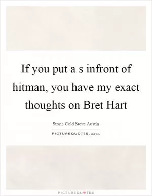 If you put a s infront of hitman, you have my exact thoughts on Bret Hart Picture Quote #1