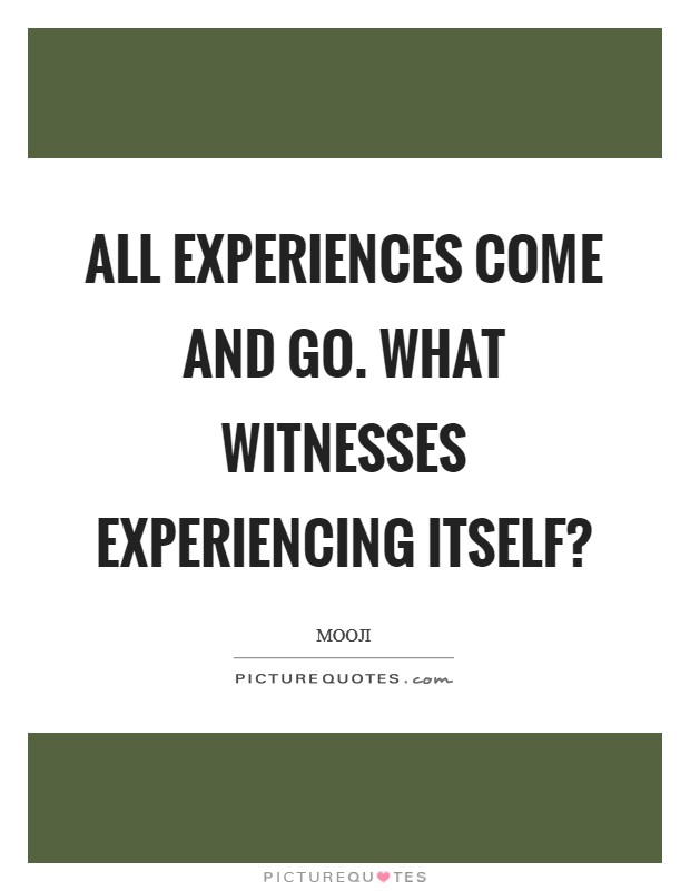 All experiences come and go. What witnesses experiencing itself? Picture Quote #1