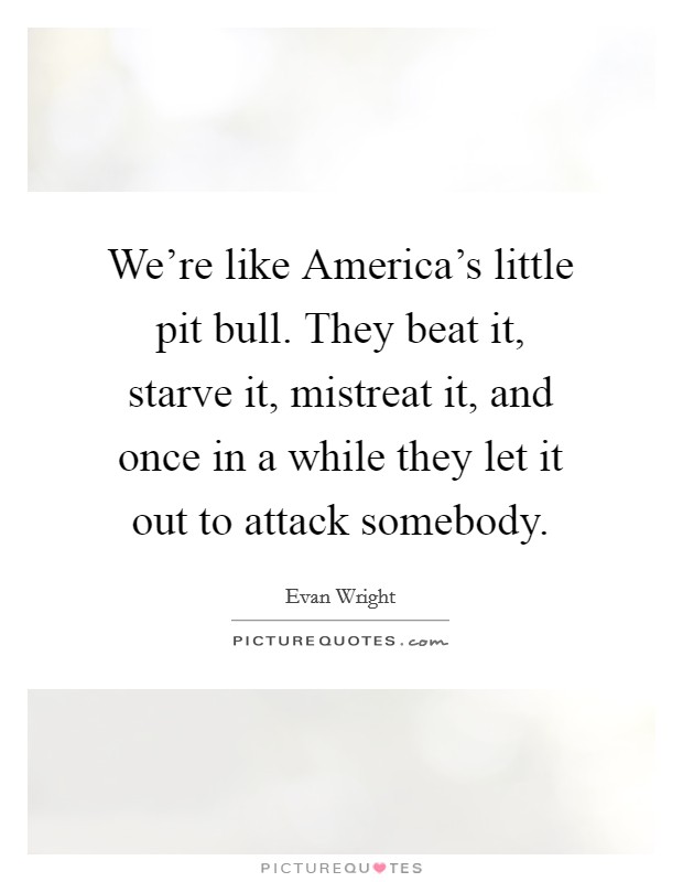 We're like America's little pit bull. They beat it, starve it, mistreat it, and once in a while they let it out to attack somebody Picture Quote #1