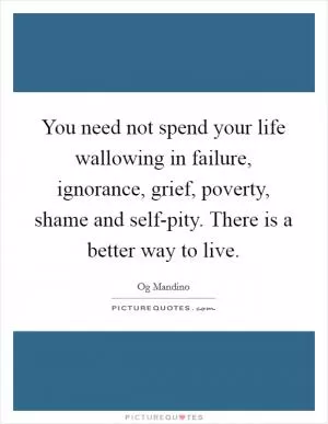 You need not spend your life wallowing in failure, ignorance, grief, poverty, shame and self-pity. There is a better way to live Picture Quote #1