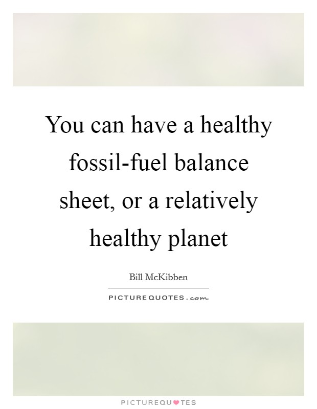 You can have a healthy fossil-fuel balance sheet, or a relatively healthy planet Picture Quote #1