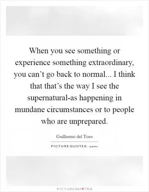 When you see something or experience something extraordinary, you can’t go back to normal... I think that that’s the way I see the supernatural-as happening in mundane circumstances or to people who are unprepared Picture Quote #1