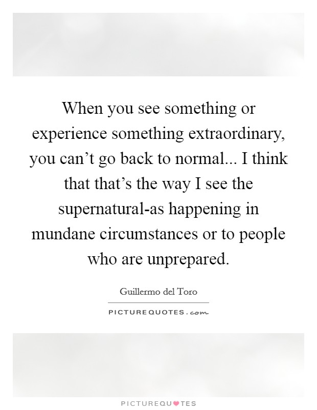 When you see something or experience something extraordinary, you can't go back to normal... I think that that's the way I see the supernatural-as happening in mundane circumstances or to people who are unprepared Picture Quote #1