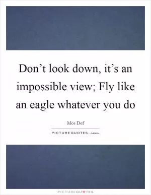 Don’t look down, it’s an impossible view; Fly like an eagle whatever you do Picture Quote #1