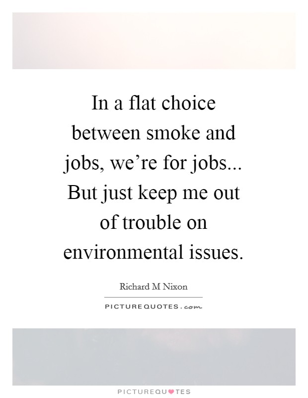 In a flat choice between smoke and jobs, we're for jobs... But just keep me out of trouble on environmental issues Picture Quote #1
