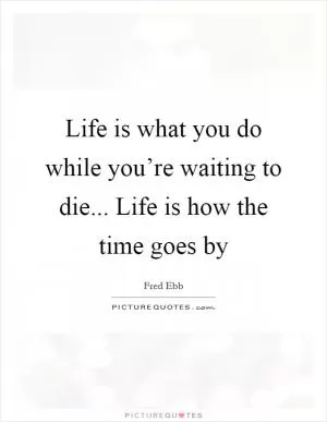 Life is what you do while you’re waiting to die... Life is how the time goes by Picture Quote #1