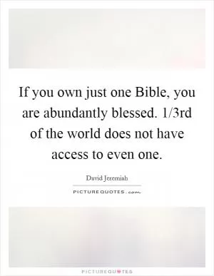 If you own just one Bible, you are abundantly blessed. 1/3rd of the world does not have access to even one Picture Quote #1