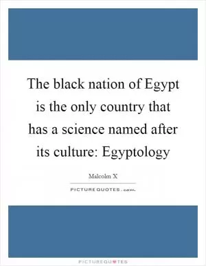 The black nation of Egypt is the only country that has a science named after its culture: Egyptology Picture Quote #1